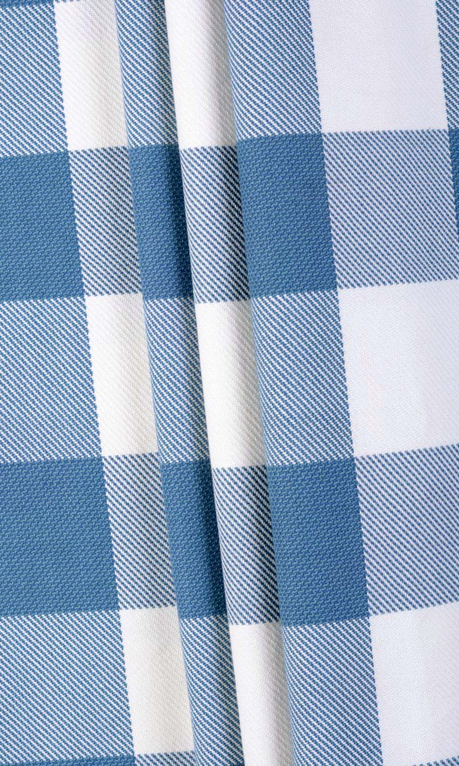 Buffalo Check Flat, Plain, Fake, Faux, European Relaxed Roman Blinds (Indigo Blue/ White)