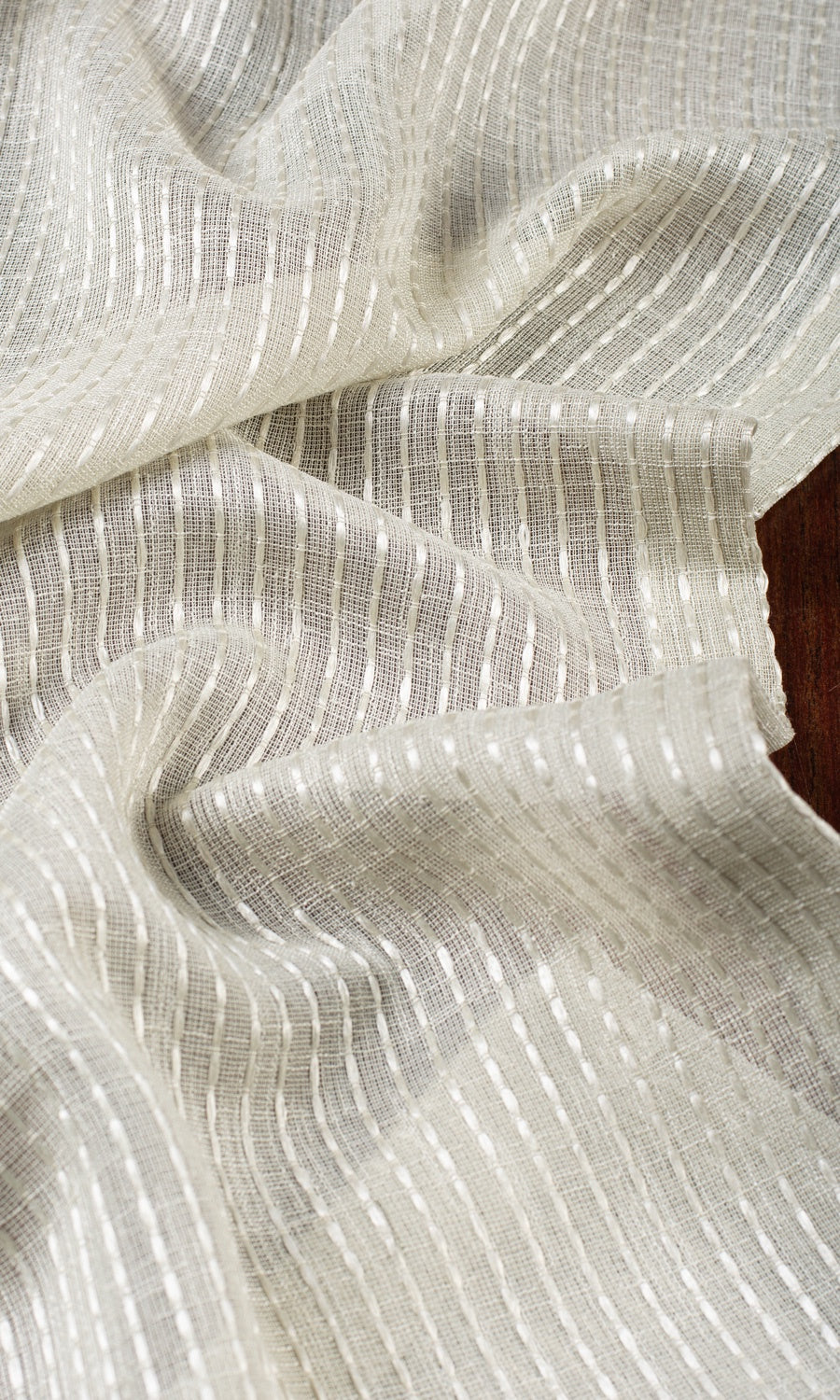 Striped Embroidery Sheer Blinds (Gray) Extra Long Short Wide