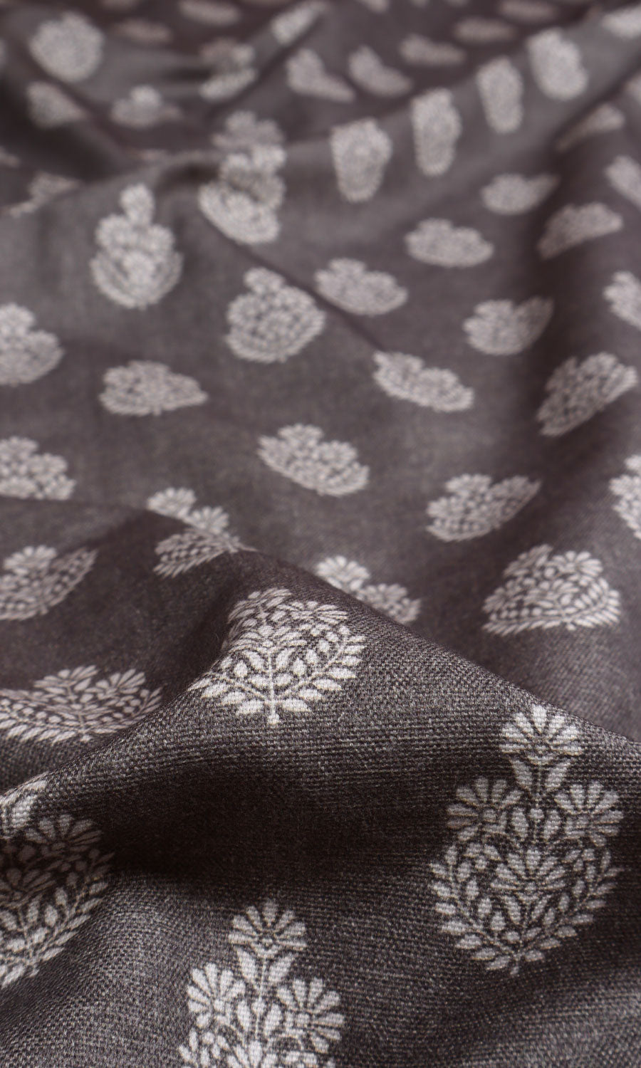 Floral Cotton Window Treatments Fabric By the Metre (Charcoal Grey)