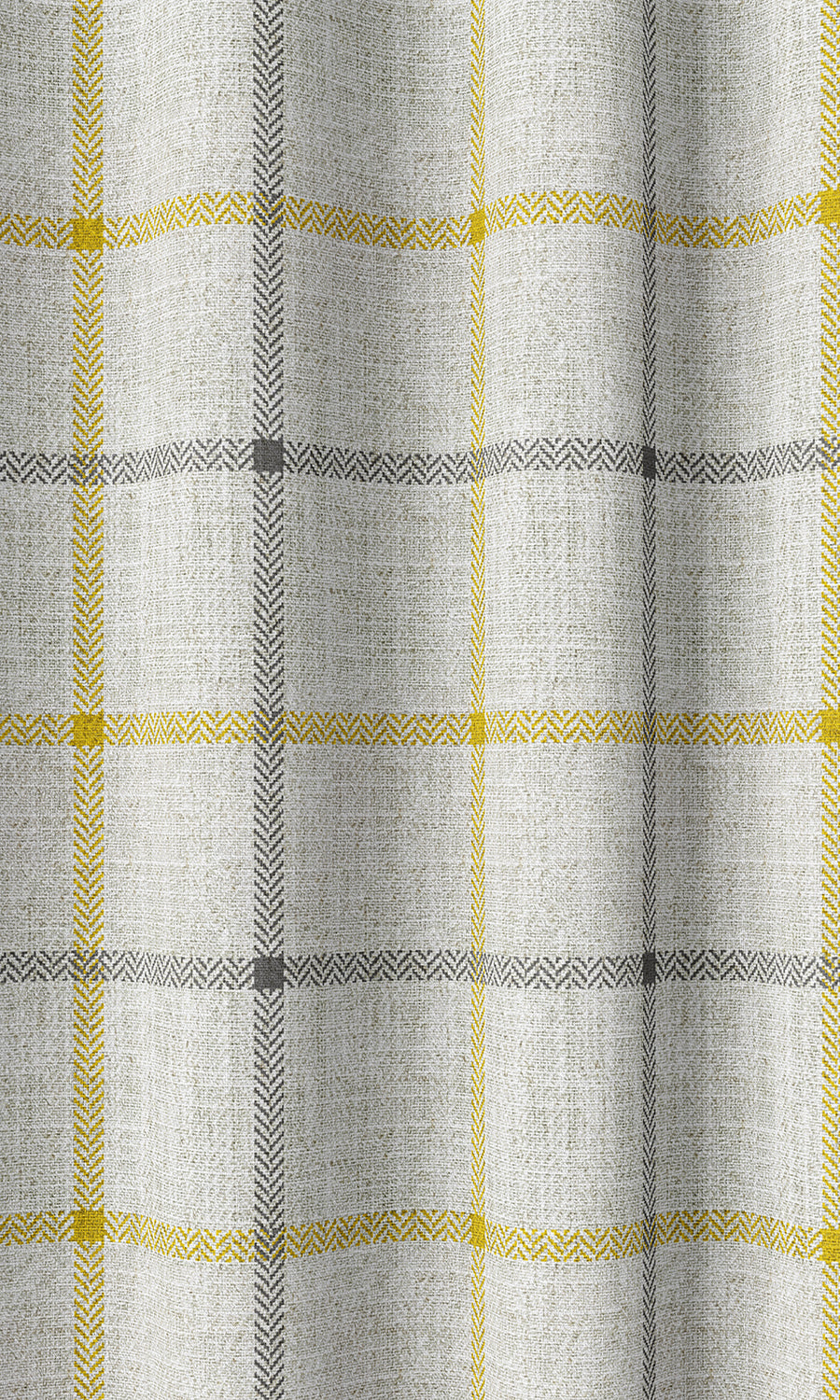 Check Print Home Décor Fabric By the Metre (Linen White/ Yellow)
