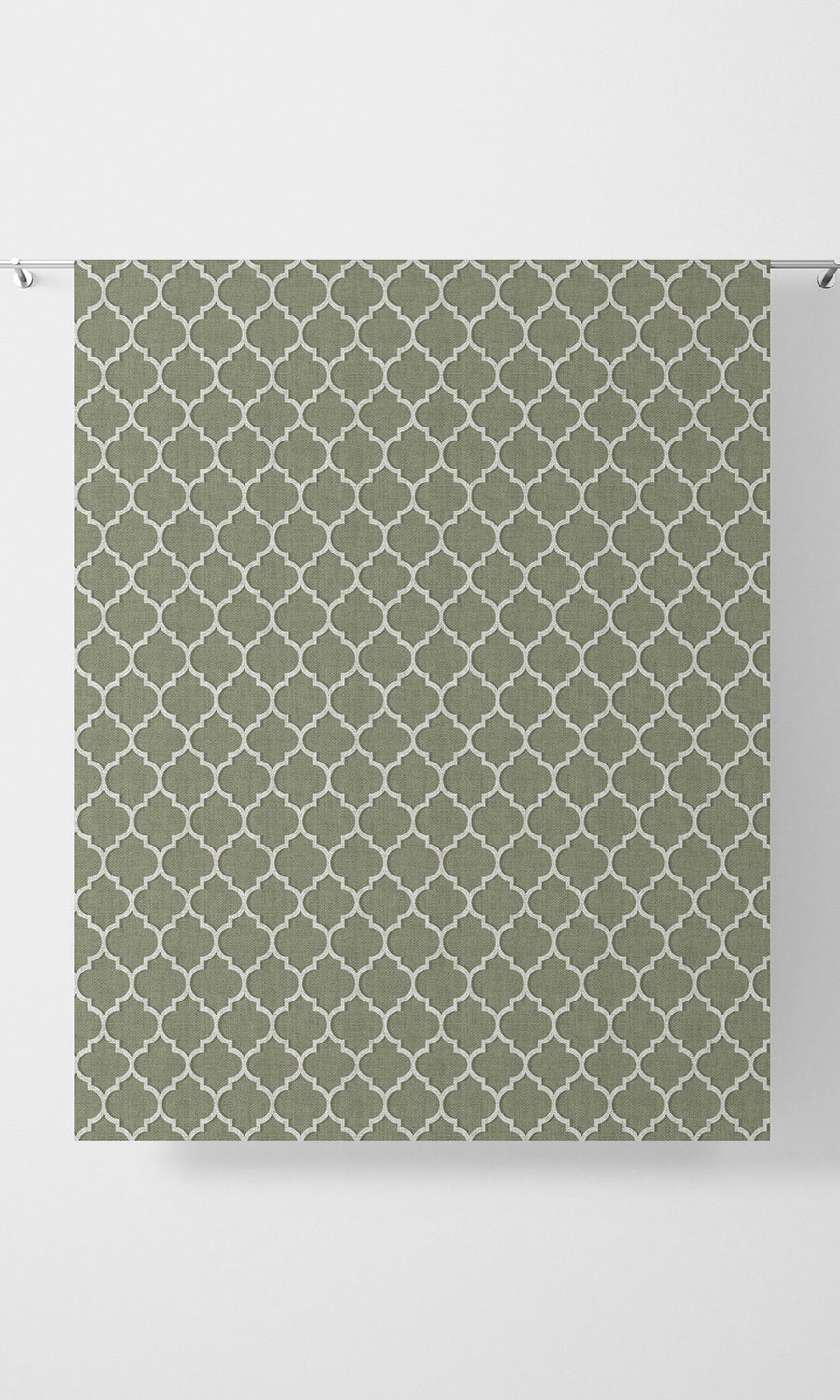 Trellis Tile Print Flat, Plain, Fake, Faux, European Relaxed Roman Blinds (Green/ White)