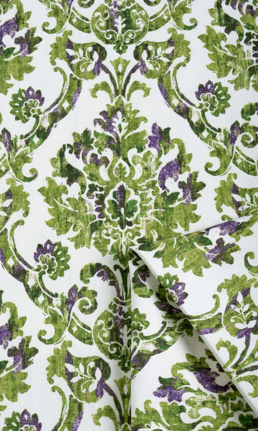 Damask Patterned Home Textile Fabric Material Sample (Green/ Purple)