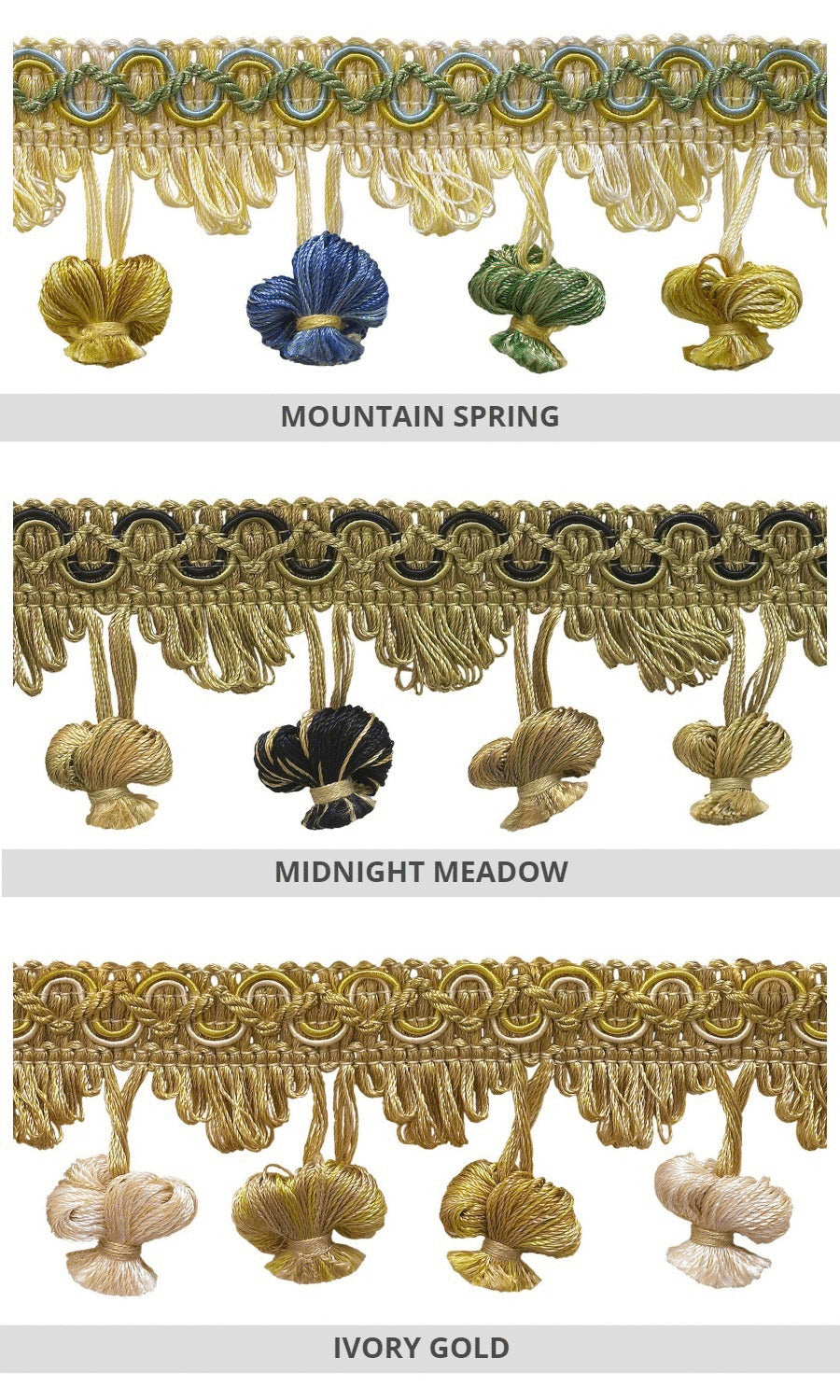 Tassel trims for roman blinds