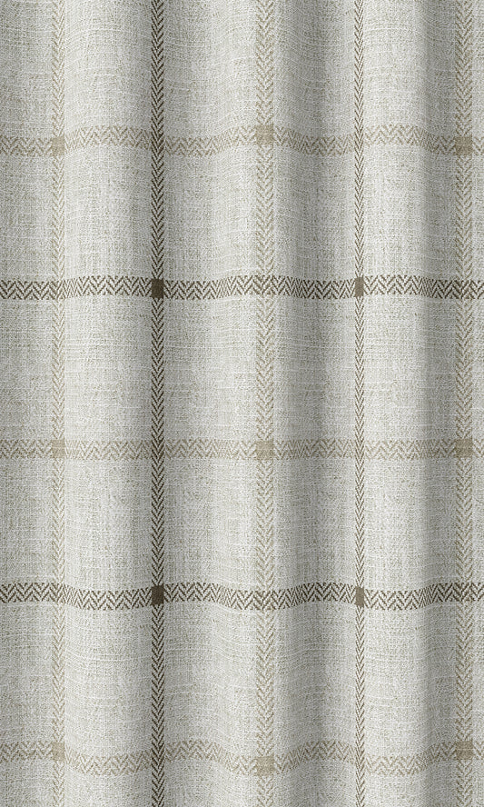 Checked Home Décor Fabric Sample (Ivory/ Sand Beige)