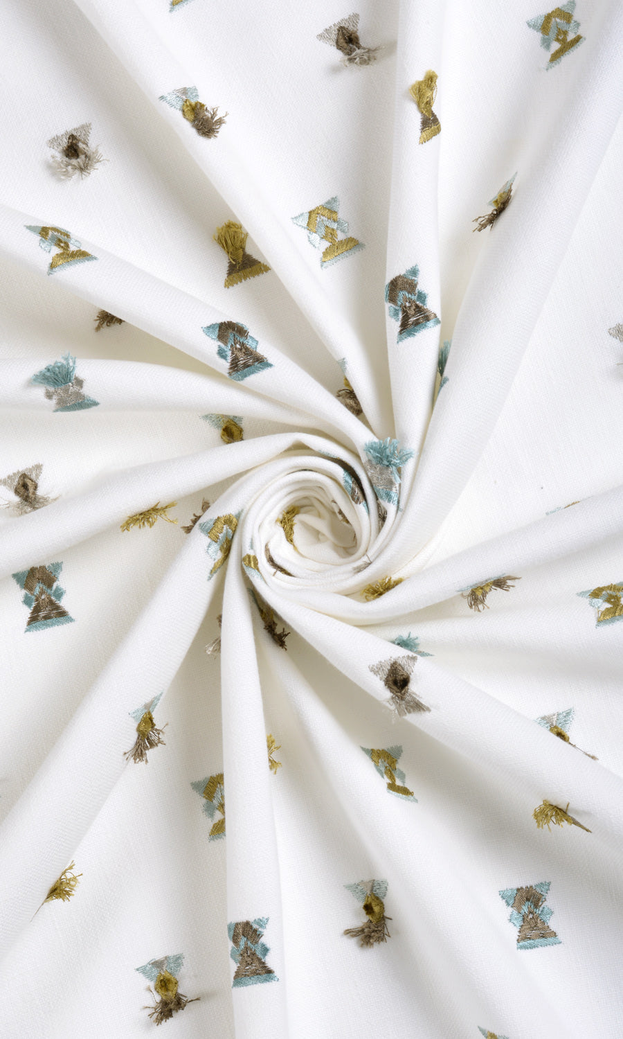 Embroidered Roman Blinds & Window Shades (Green/ Blue/ White)