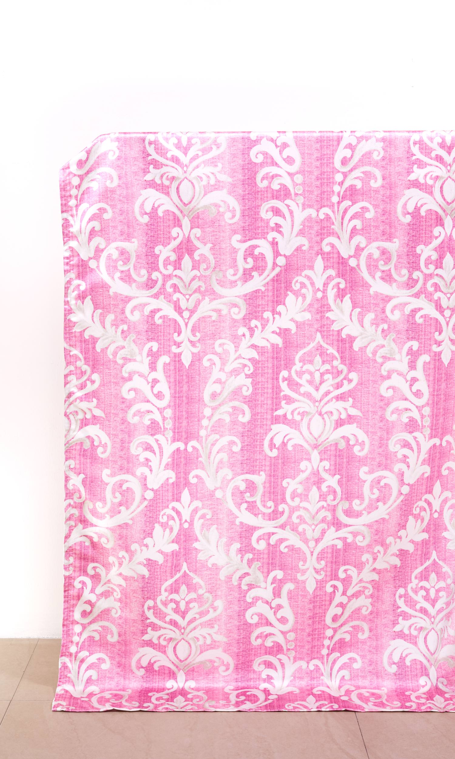 Damask Home Décor Fabric By the Metre (Pink/ White)