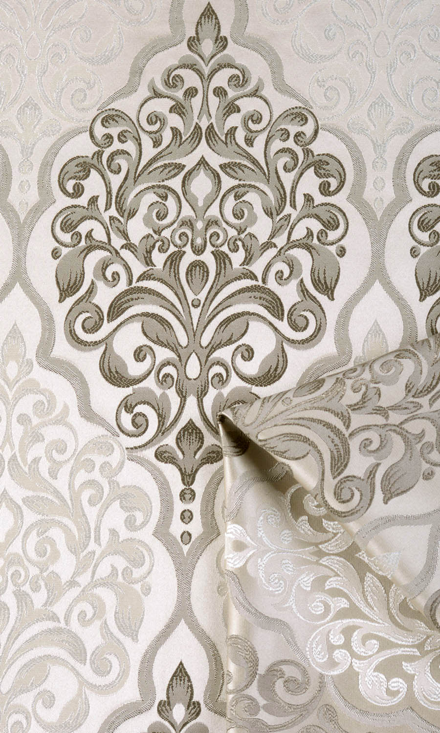 Damask Window Treatments Fabric Sample (Beige)