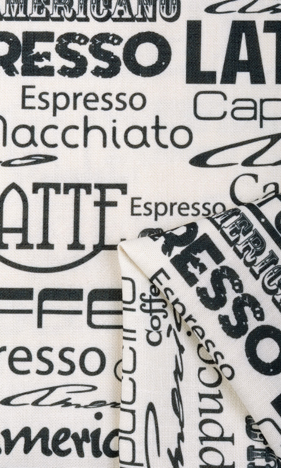 Coffee Theme Printed Flat, Plain, Fake, Faux, European Relaxed Roman Blinds (White/ Black)