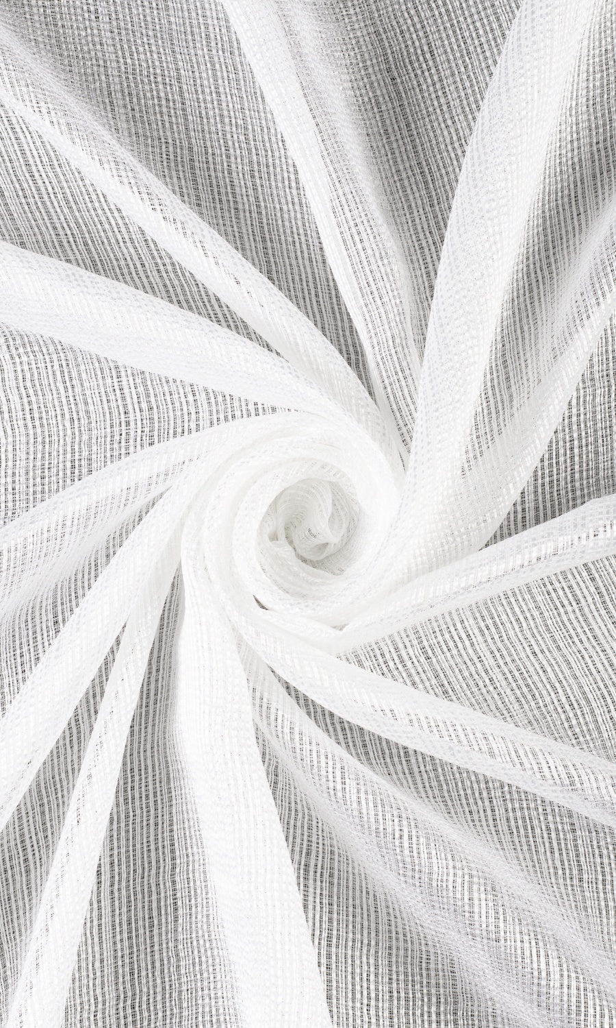 Textured Striped Sheer Fabric Material By the Metre (White)