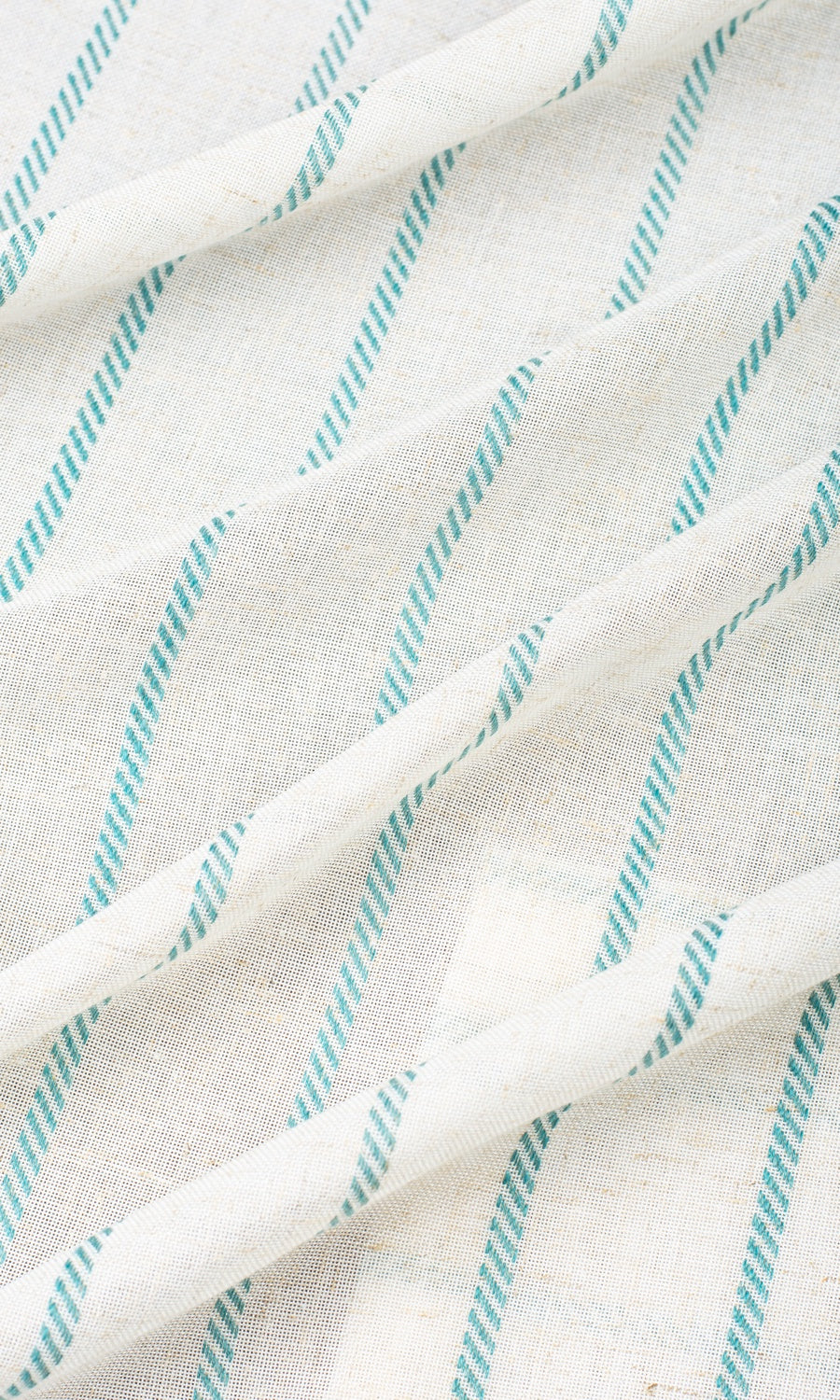 Striped Sheer Made-to-Measure Roman Blinds (White/ Turquoise Blue)