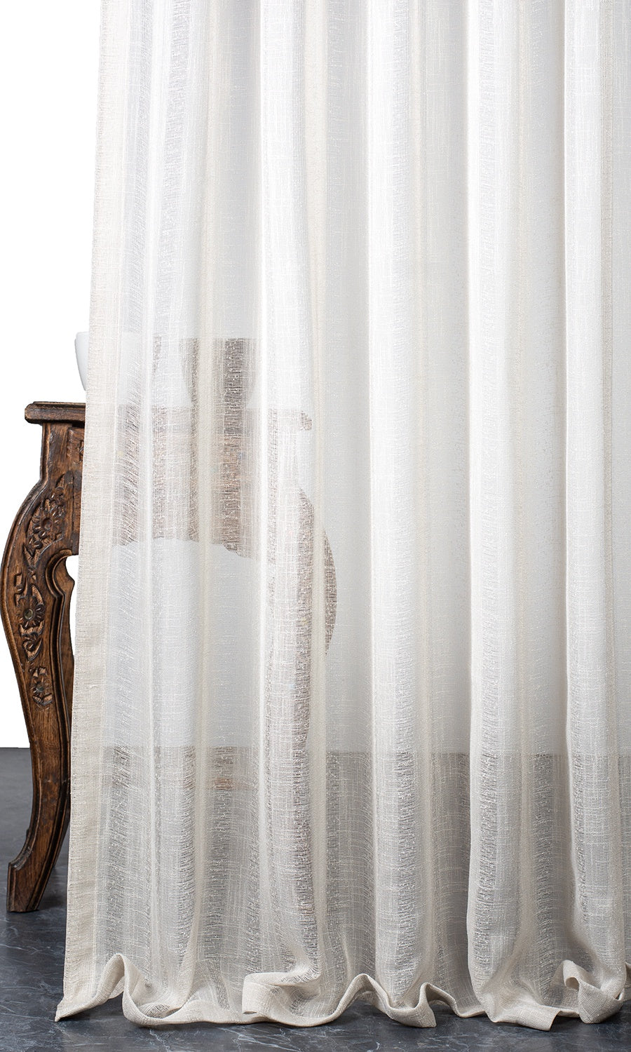 Striped Sheer Home Textile Fabric Material Sample (White/ Cream)