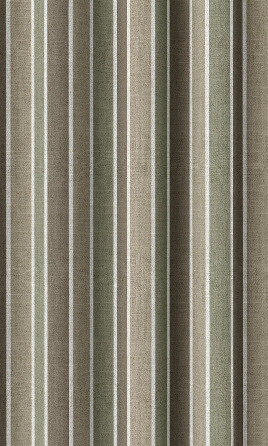 Striped Home Décor Fabric Sample (Olive Green/ Brown/ Beige)