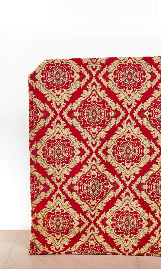 Damask Velvet Home Décor Fabric Sample (Beige/ Brown/ Red)