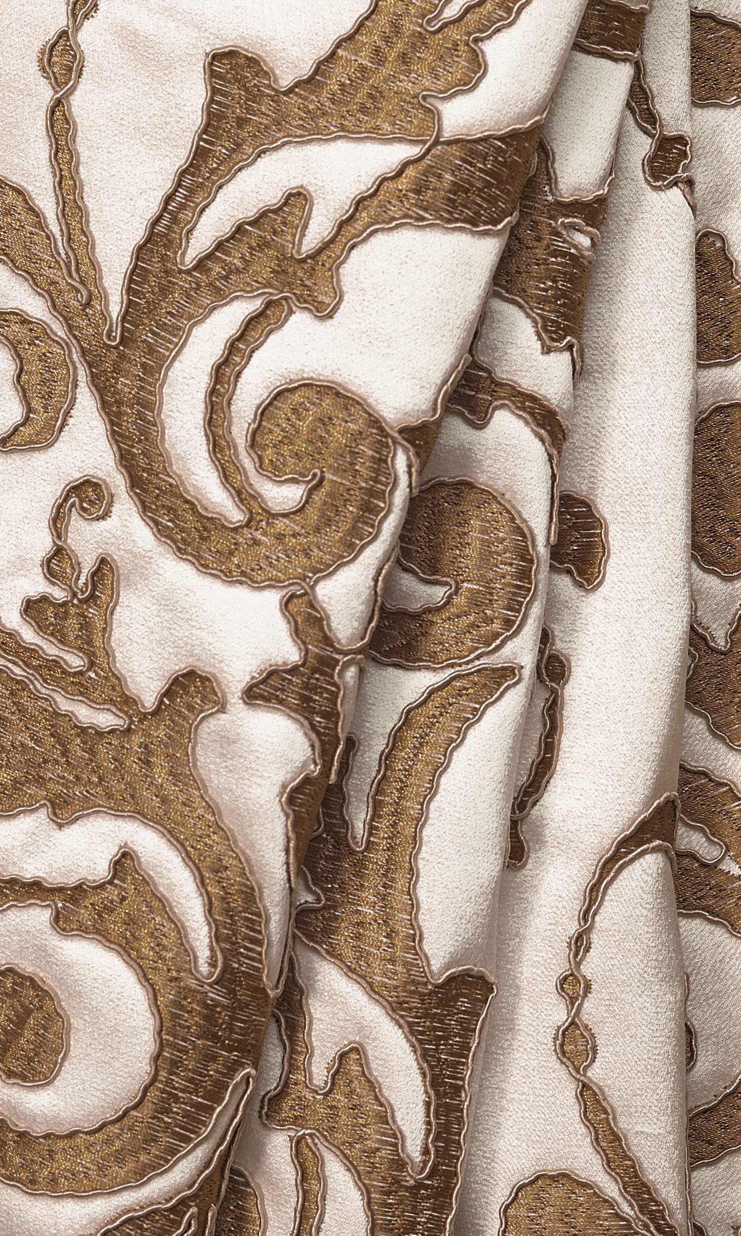 Damask Window Treatments Fabric Sample (White/ Brown)