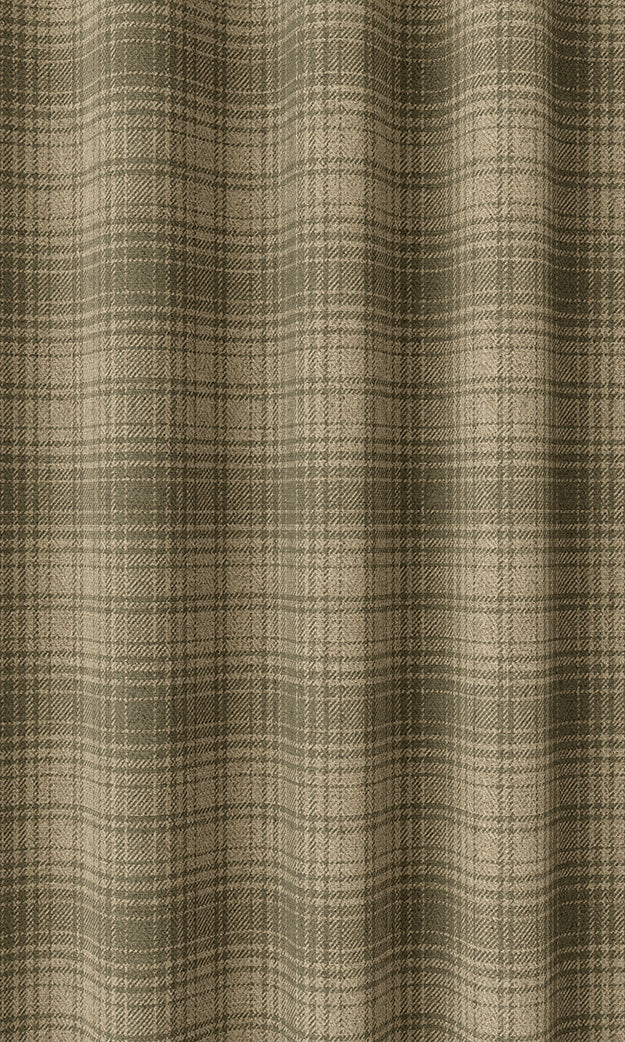 Plaid Print Home Textile Fabric Material By the Metre (Olive Green & Beige)