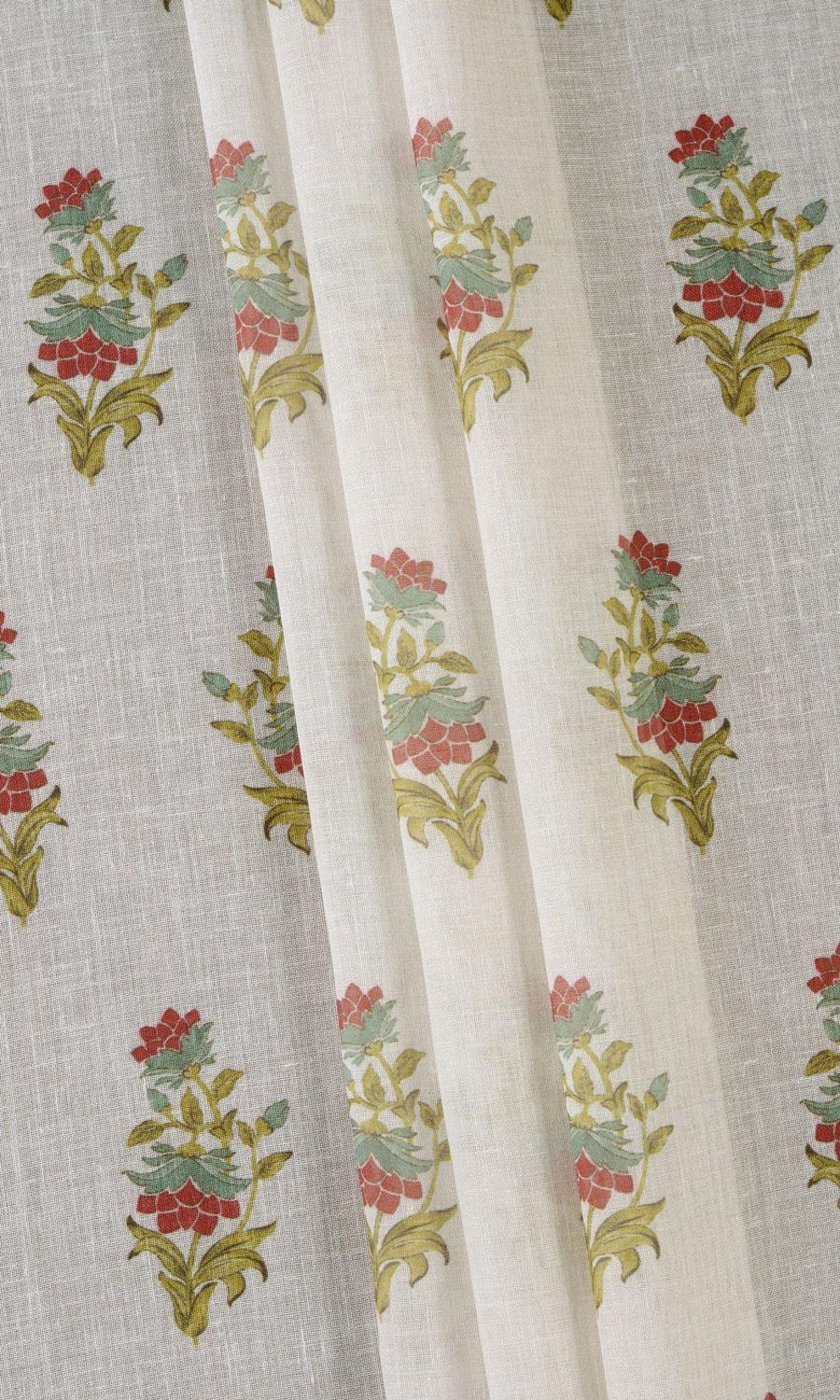 Sheer Floral Flat, Plain, Fake, Faux, European Relaxed Roman Blinds (Cream/ Red/ Blue)
