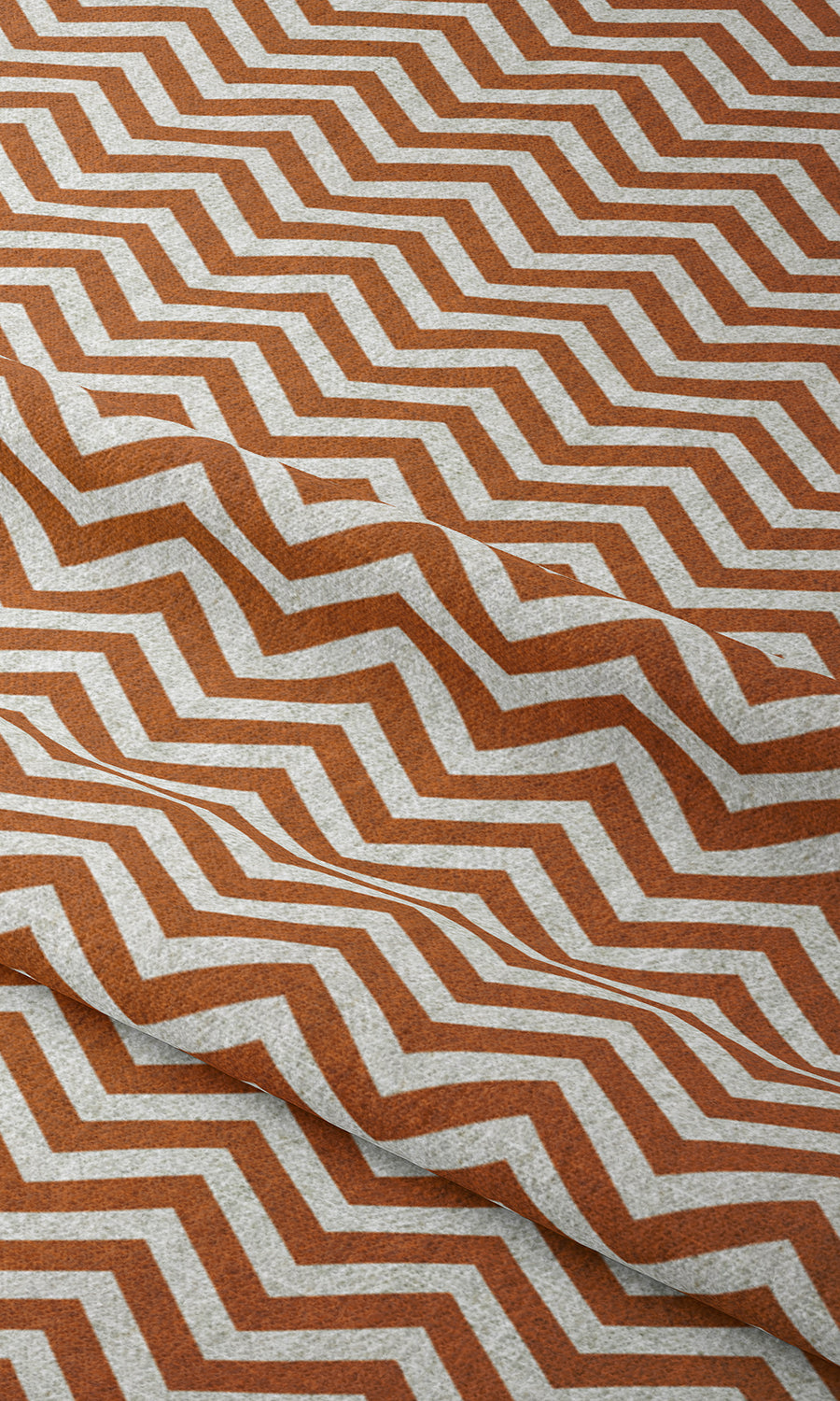 Chevron Print Window Treatments Fabric By the Metre (Burnt Orange/ White)