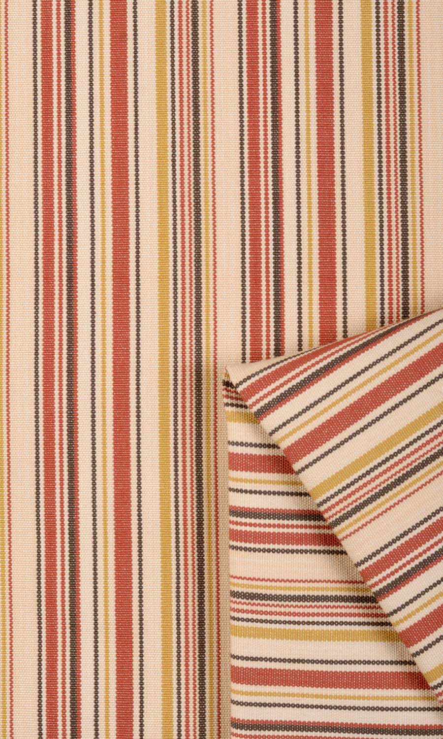 Striped Cotton Window Treatments Fabric Sample (Beige/ Coral Red)