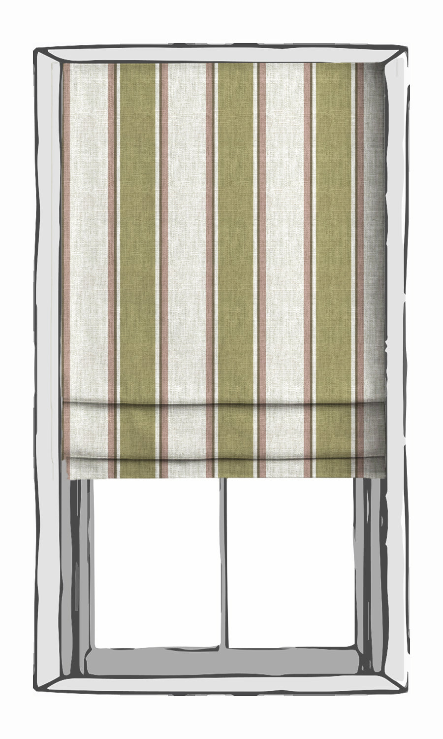 Striped Window Treatments Fabric Sample (Green/ Pink/ White)