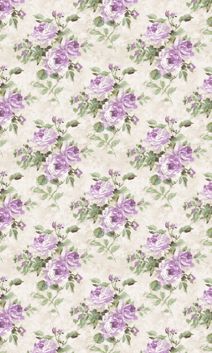 Dimout Floral Home Textile Fabric Material Sample (Purple/ Ivory/ Grey)