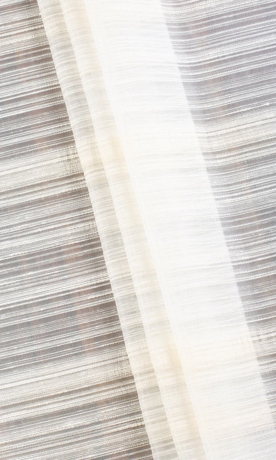 Striped Sheer Fabric Material By the Metre (Ivory/ Cream)