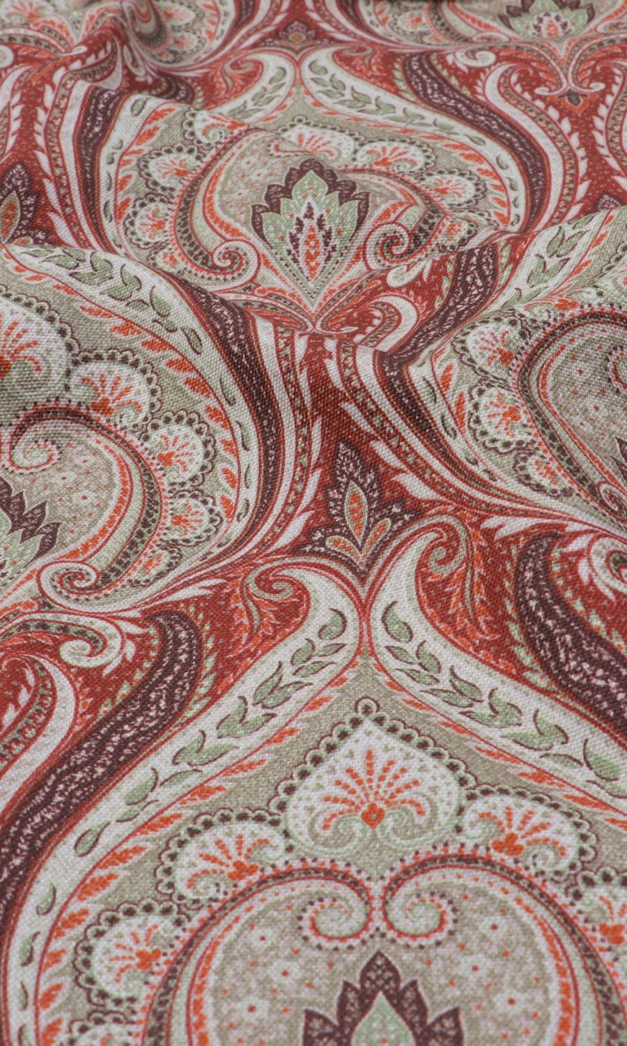 Floral Damask Home Textile Fabric Material By the Metre (Red/ Brown)
