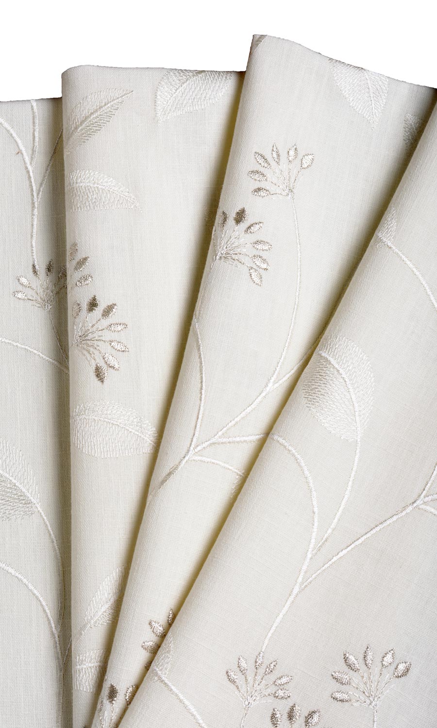 Floral Embroidery Fabric Sample for Roman Blinds & Shades (White/ Cream)