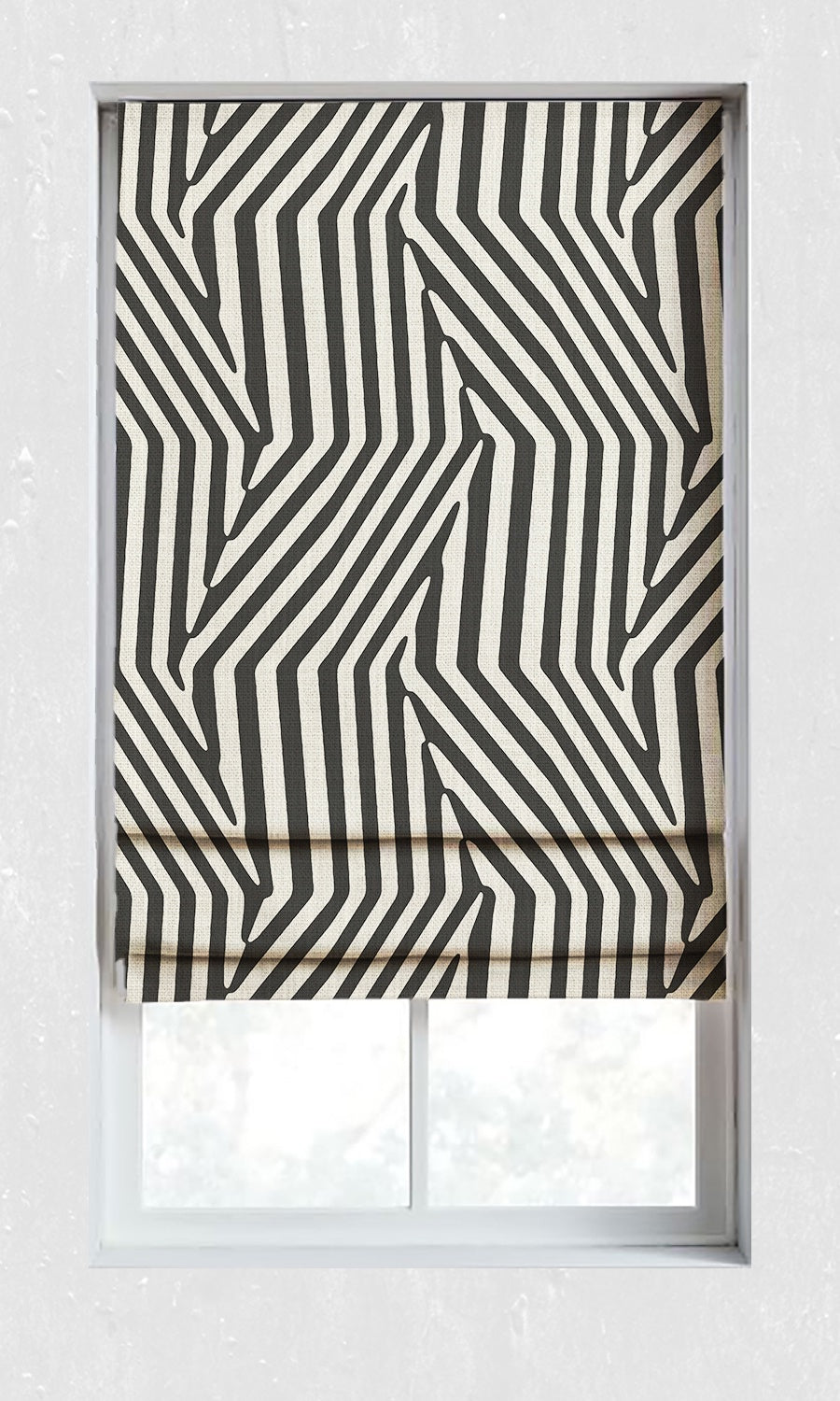 Geo Print Blinds (Black/ Ivory) for Living, Bedroom, Kitchen, Bathroom