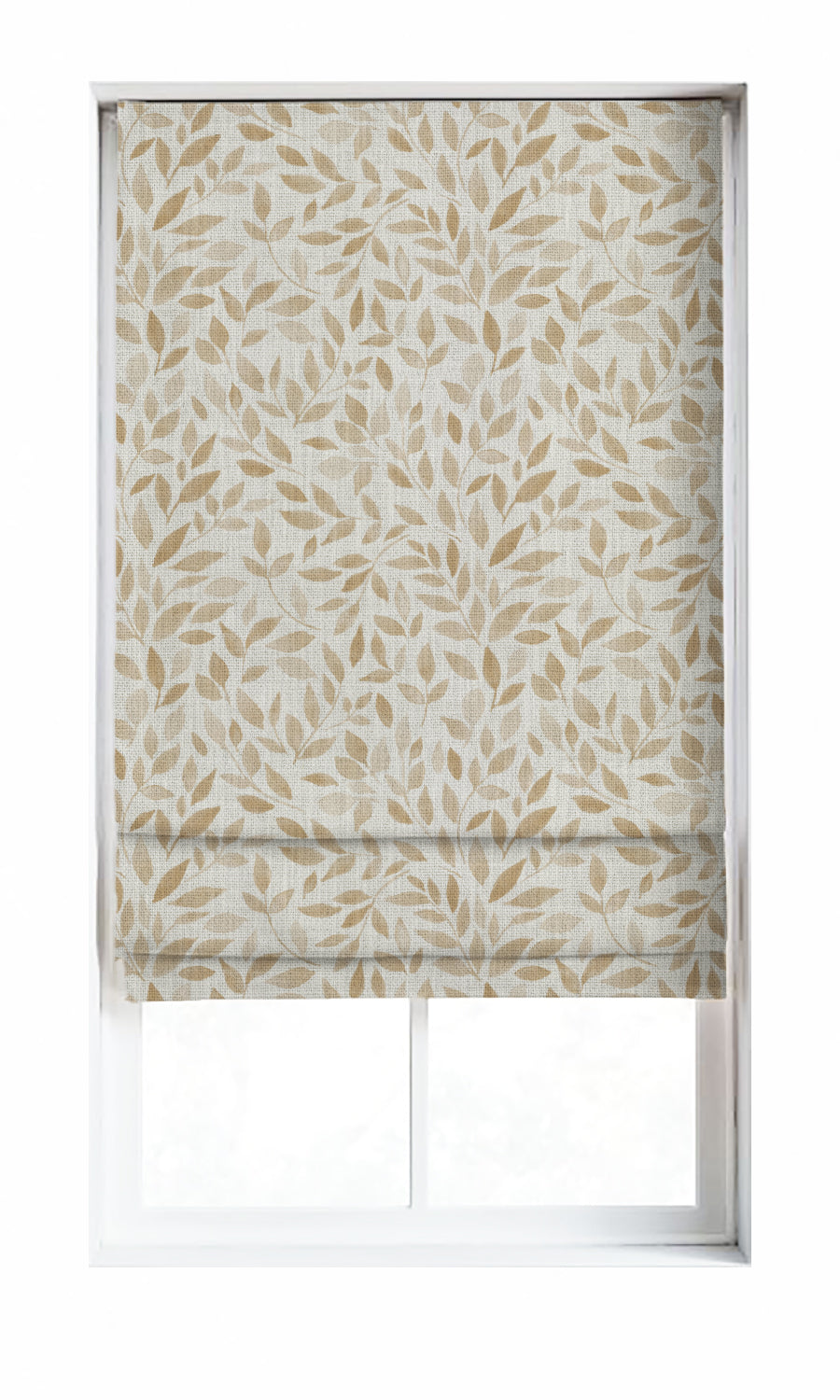 Botanical Print Window Treatments Fabric Sample (White/ Brown)