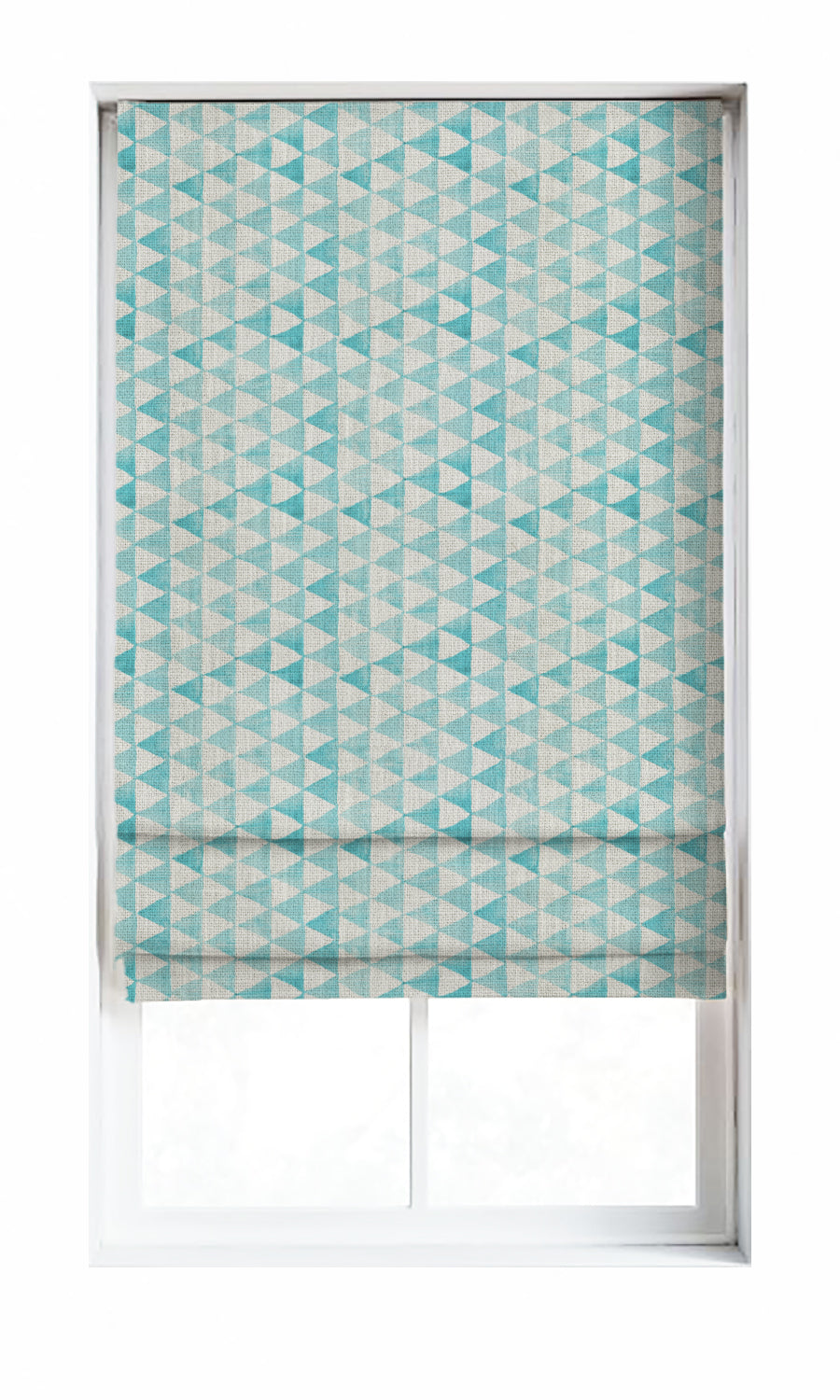 Triagonal Print Shades (Eggshell White/ Blue) for Living, Bedroom, Kitchen, Bathroom