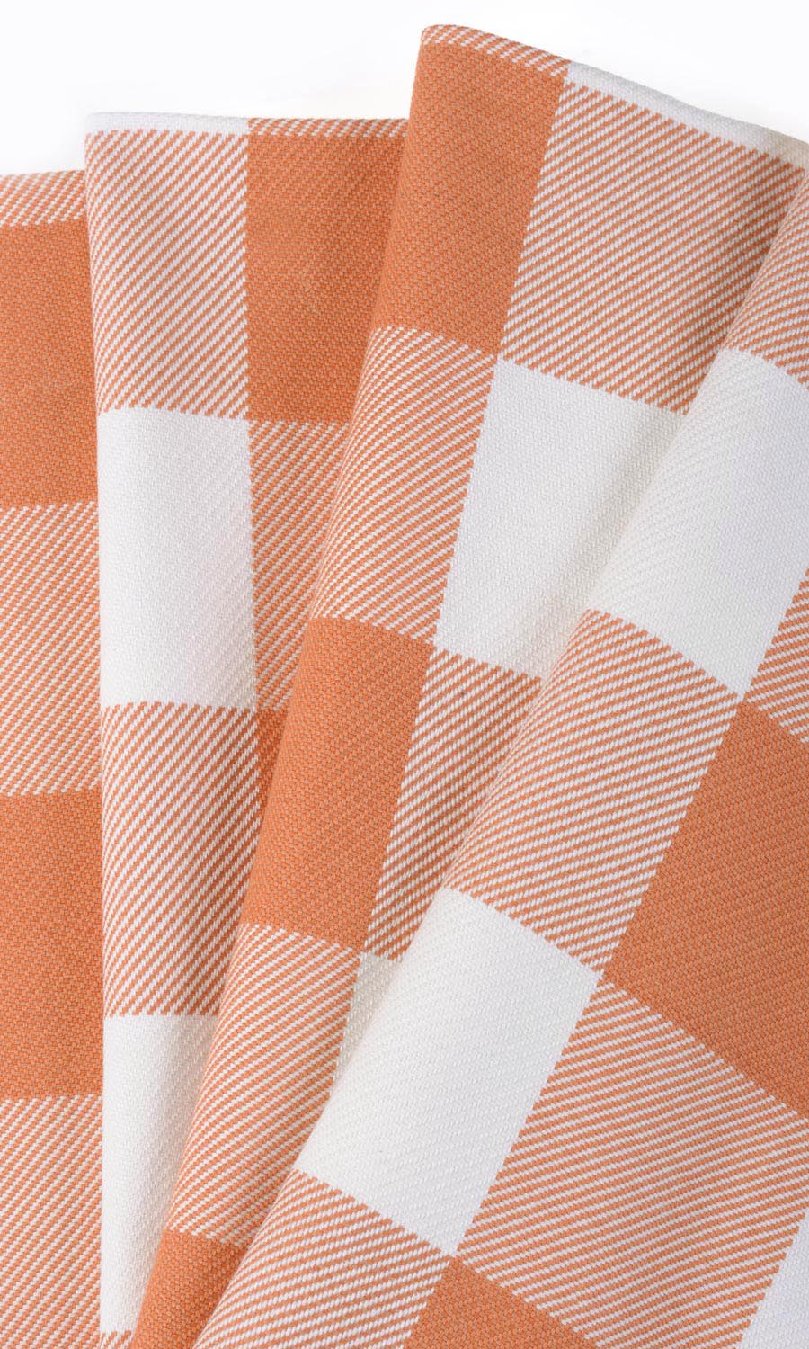 Buffalo Check Free Fabric Material Sample (Melon Orange/ White)