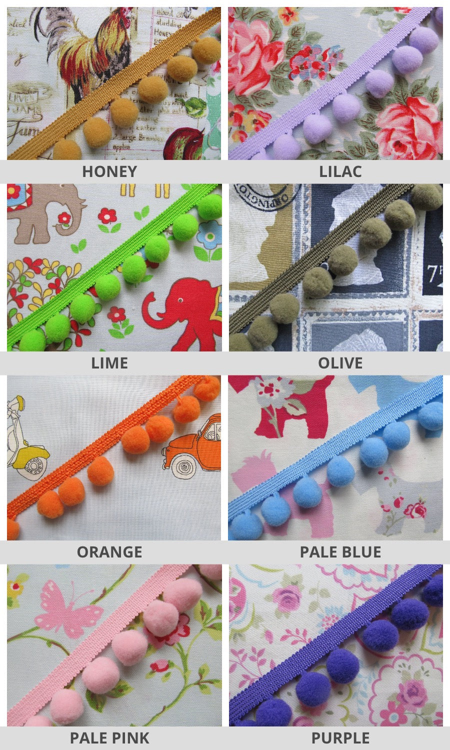 Pom pom trim roman shades