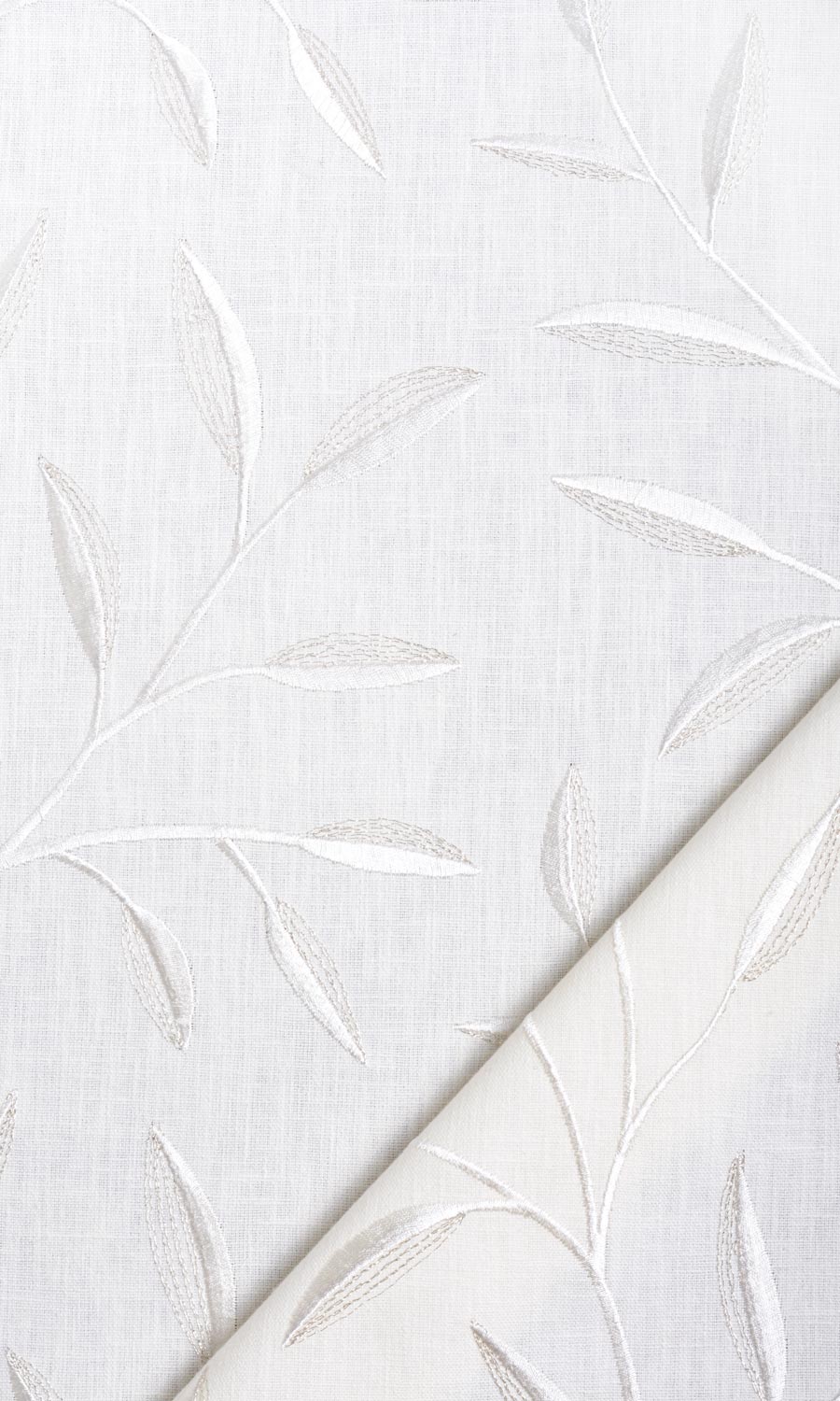 Floral Embroidery Home Textile Fabric Material Sample (White/ Cream)