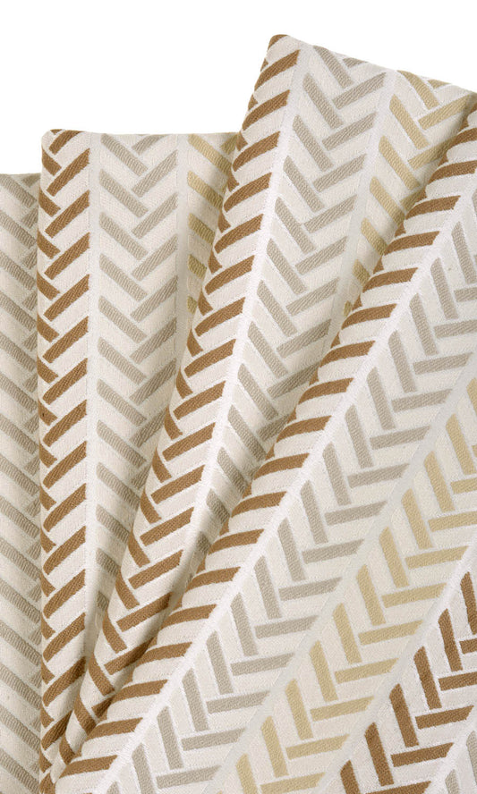 Herringbone Home Décor Fabric Sample (Beige/ Brown/ White)