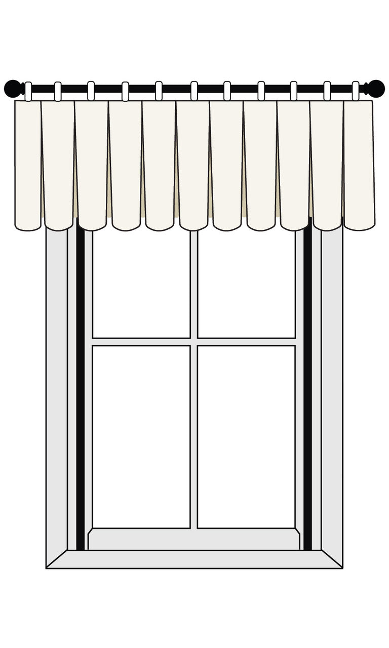 Pole mounted inverted box pleat valance