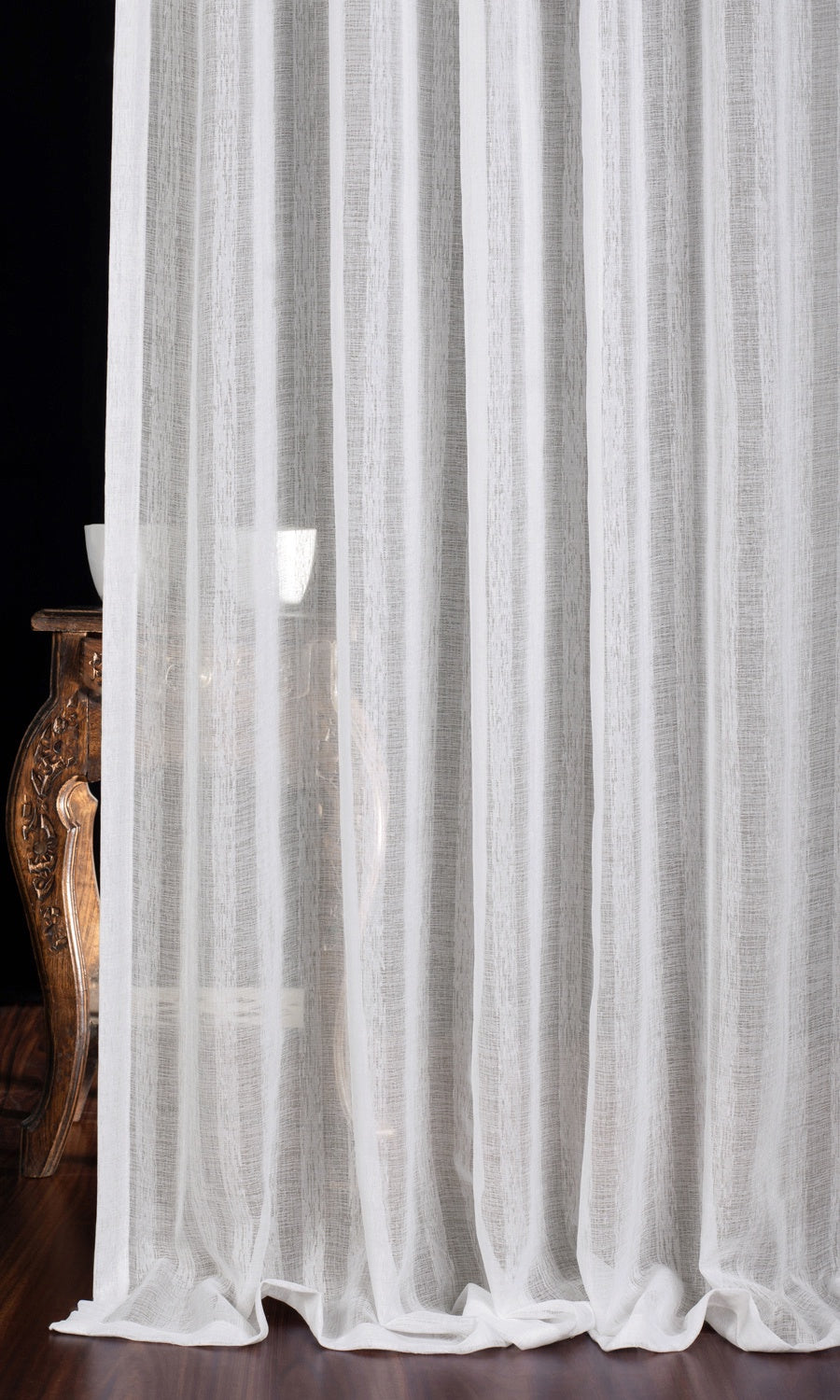 Striped Sheer Roman Blinds (White) for Living, Bedroom, Kitchen, Bathroom