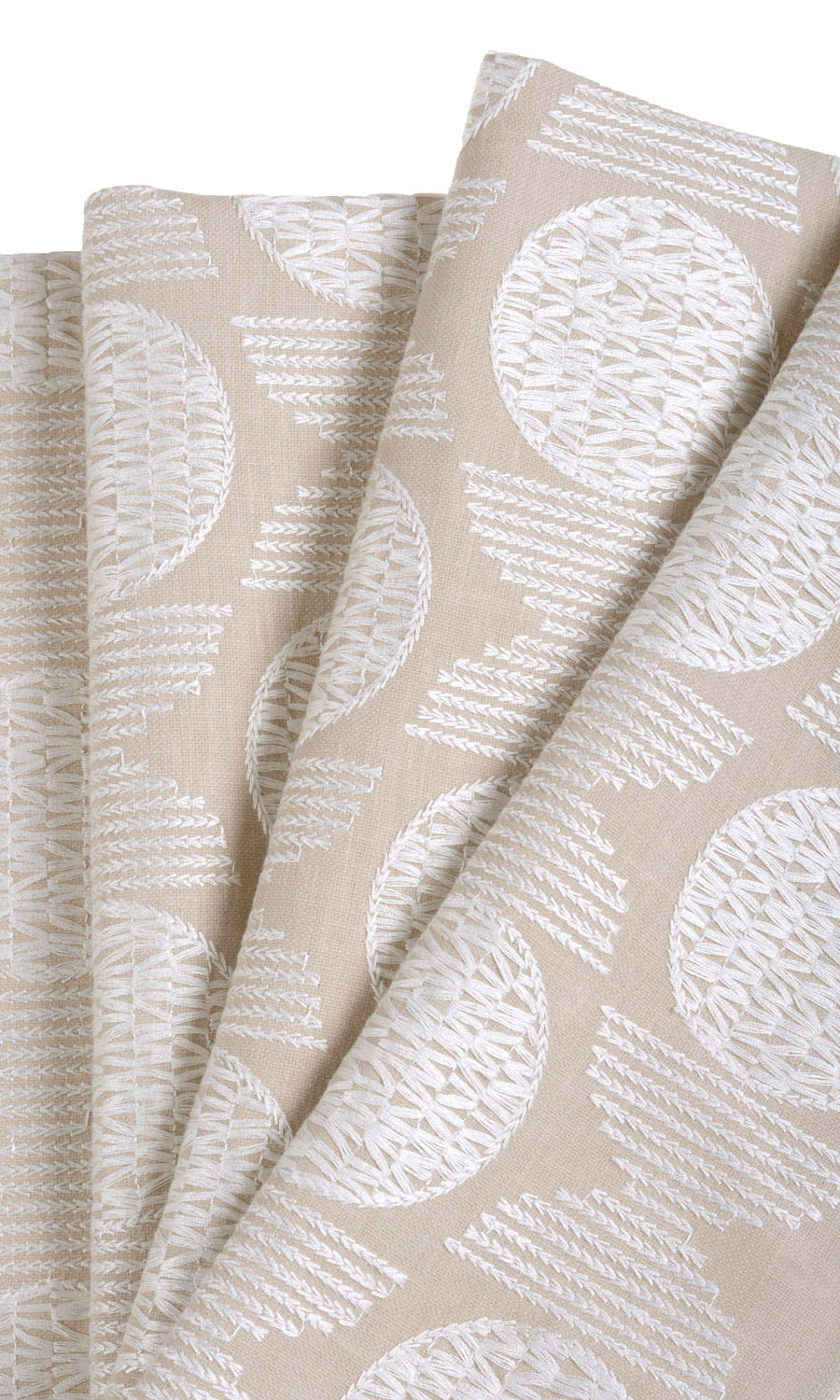 Geometric Patterned Home Textile Fabric Material By the Metre (Beige/ White)