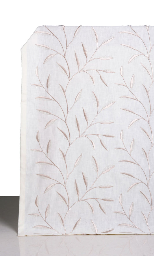 Floral Embroidery Home Décor Fabric By the Metre (White/ Cream)