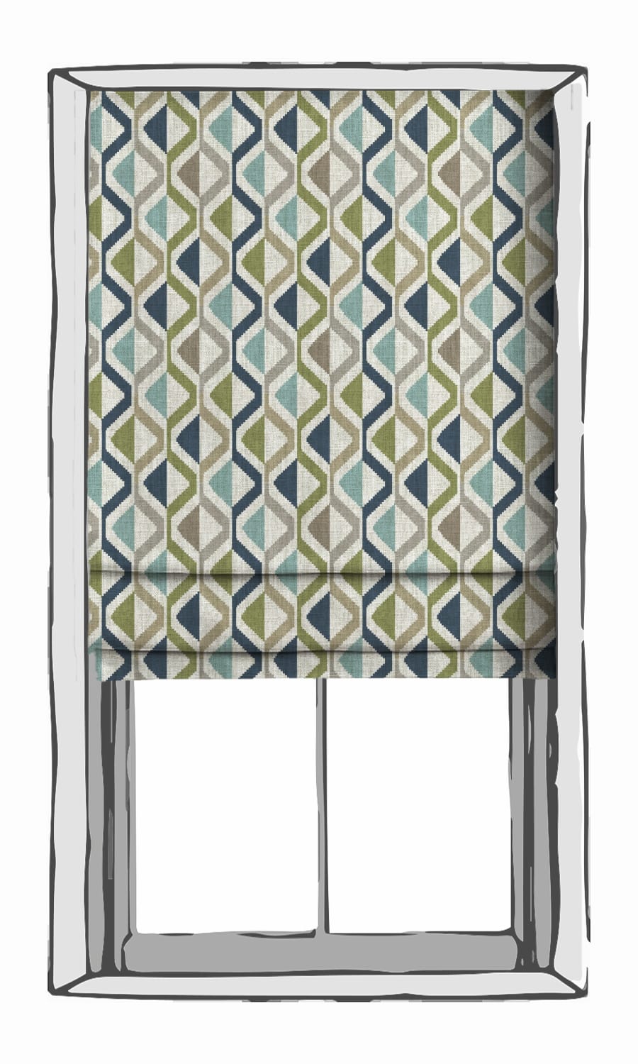 Chevron Striped Home Textile Fabric Material Sample (Blue/ Green/ Grey)