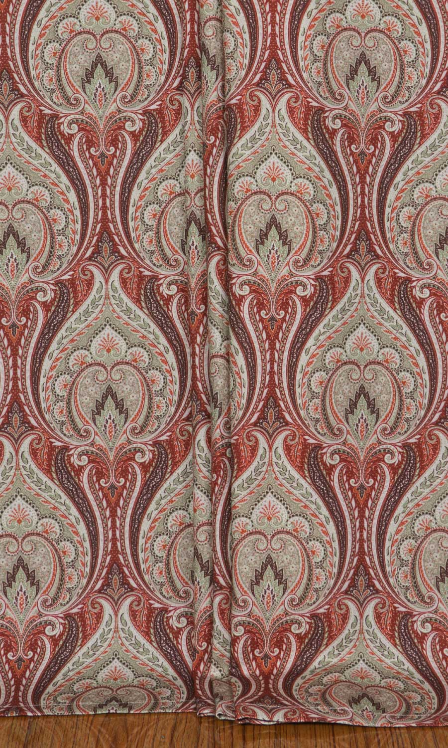 Floral Damask Window Treatments Fabric By the Metre (Red/ Brown)