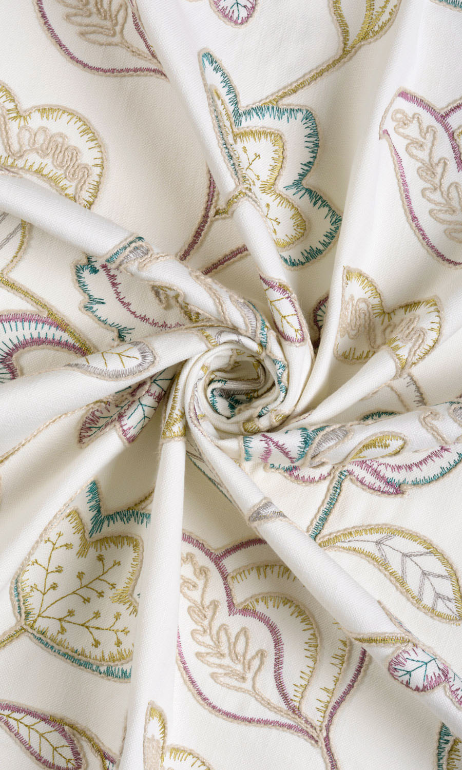 Vine Embroidered Any Size Style Roman Blinds (White/ Green/ Pink)