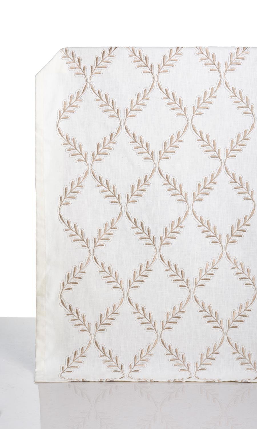 Poly-Linen Embroidered Blinds (White/ Cream) for Living, Bedroom, Kitchen, Bathroom