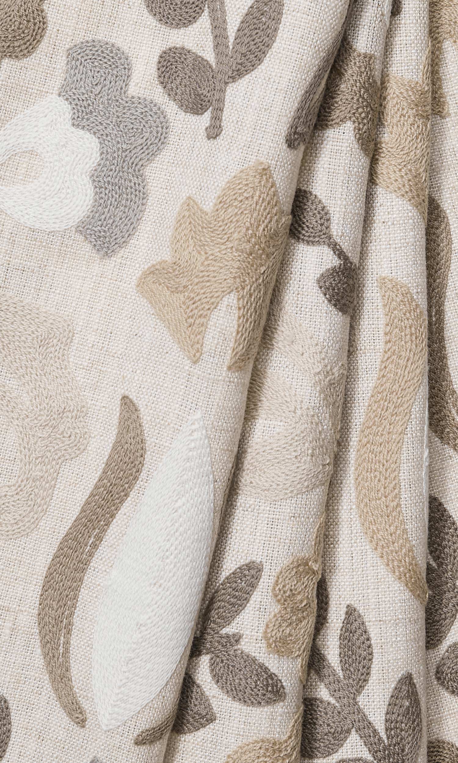 Floral Window Treatments Fabric By the Metre (Beige/ Brown/ White)