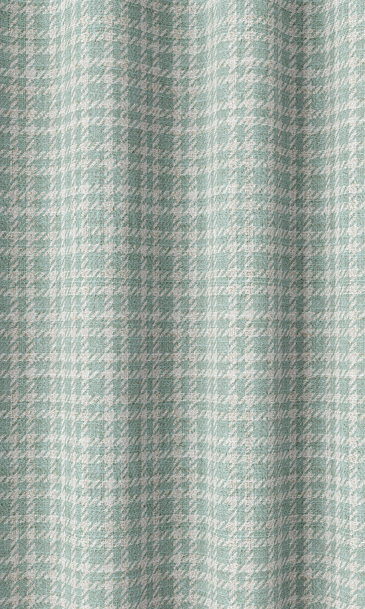 Check Patterned Home Décor Fabric Sample (Aqua Blue/ White)