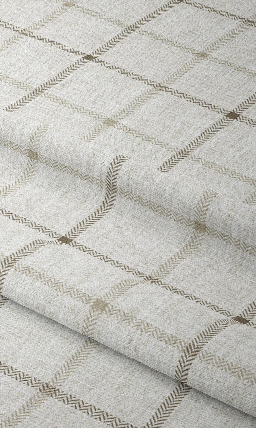 Checked Window Treatments Fabric By the Metre (Ivory/ Sand Beige)