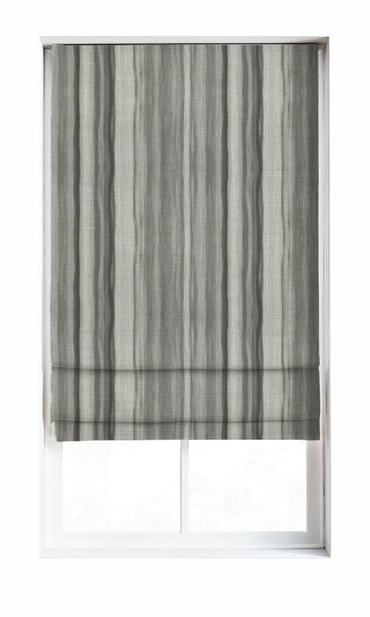 Watercolor Effect Striped Home Décor Fabric By the Metre (Grey)