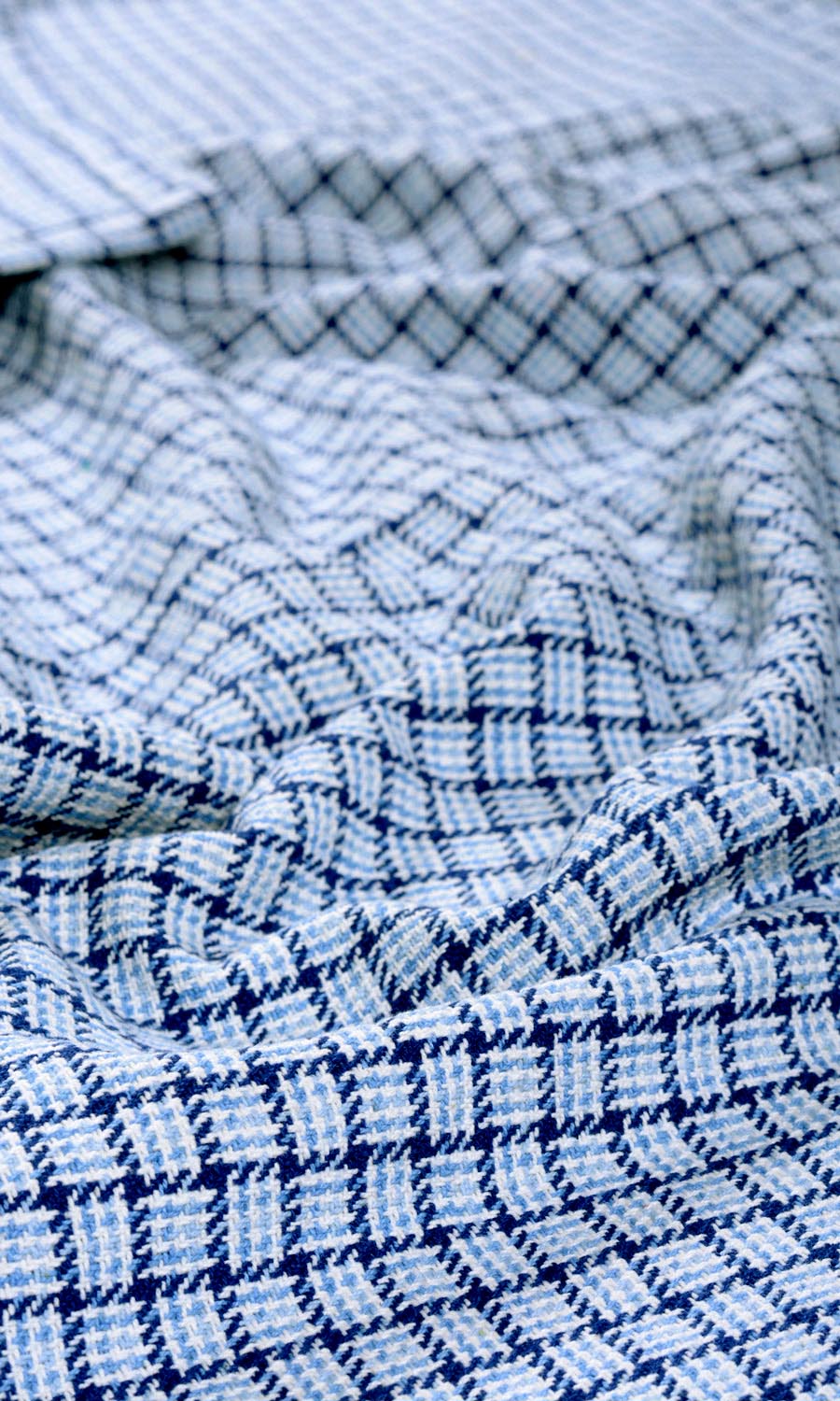 Basketweave Any Size Style Roman Blinds (Blue/ Sky Blue/ White)