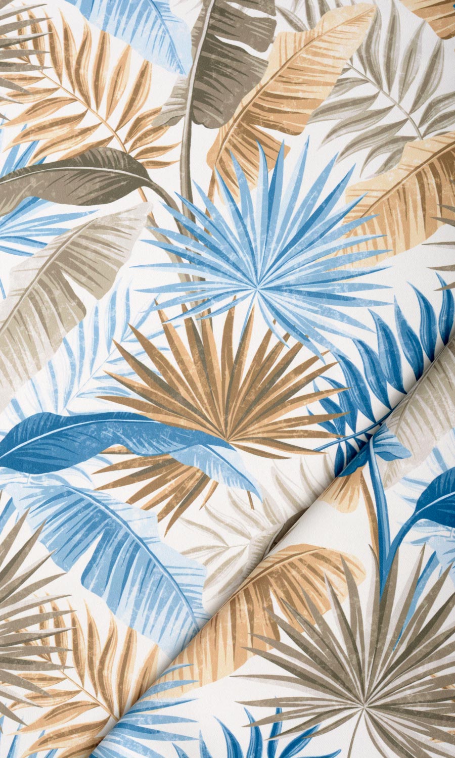 Botanical Floral Flat, Plain, Fake, Faux, European Relaxed Roman Blinds (Blue/ Brown)