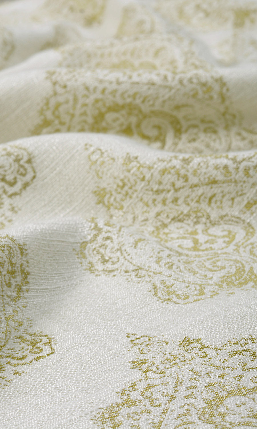 Patterned Fabric By the Metre for Roman Blinds & Shades (Off White/ Green)