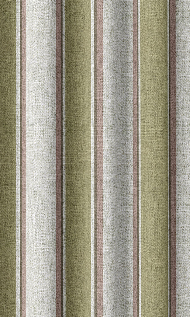 Striped Home Textile Fabric Material Sample (Green/ Pink/ White)